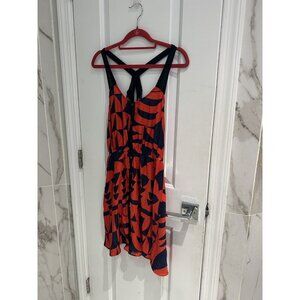 Silence + Noise Women’s Red Navy Blue Black Button Sun Shift Dress Size Medium